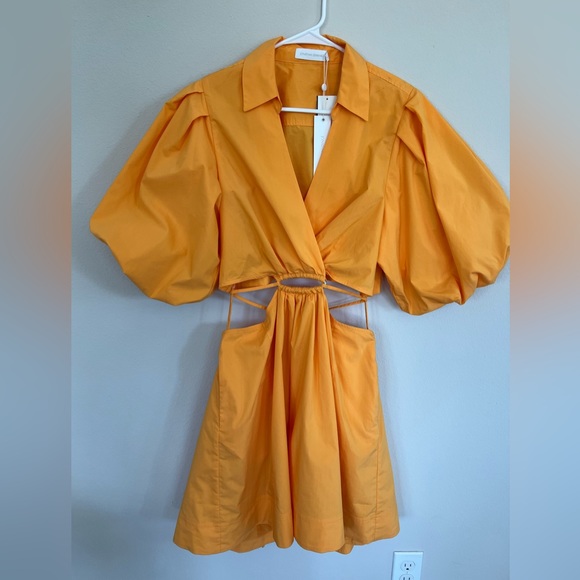 JONATHAN SIMKHAI Aulora Puff-Sleeve Cut-Out Minidress - Picture 8 of 12